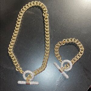 Elegant Gold Chain Necklace and Bracelet Set